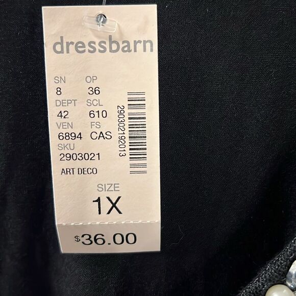 NWT Dress Barn Embellished Black Top 1X - Picture 6 of 7